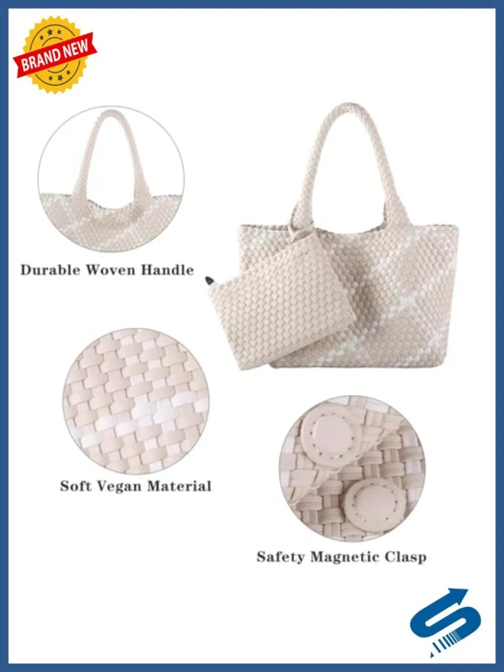 Woven Vegan Leather Tote Bag | Handmade Summer Travel Purse
